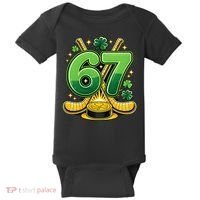 67 St Patricks Day Hockey Clover 6-7 Meme Baby Bodysuit thumb 0