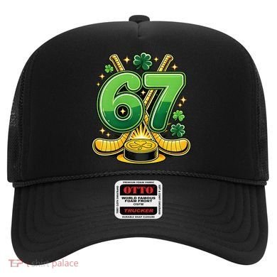 67 St Patricks Day Hockey Clover 6-7 Meme Hat