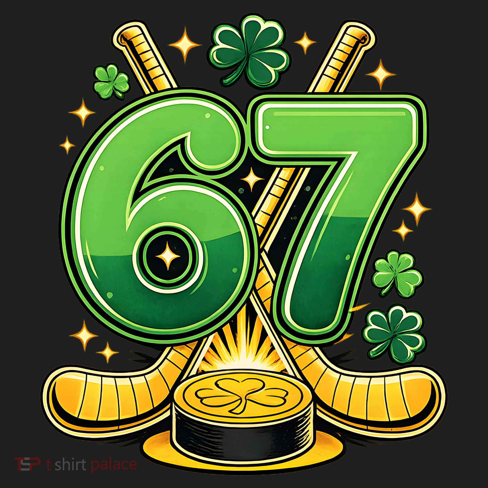 67 St Patricks Day Hockey Clover 6-7 Meme Hat