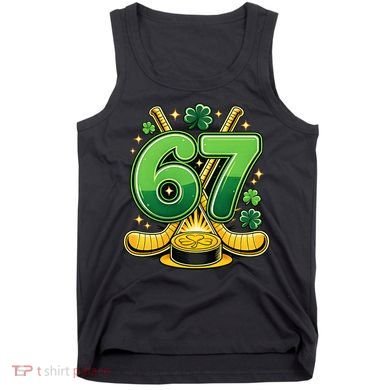 67 St Patricks Day Hockey Clover 6-7 Meme Tank Top