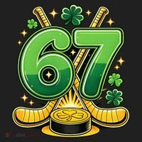 67 St Patricks Day Hockey Clover 6-7 Meme Golf Towel thumb 3