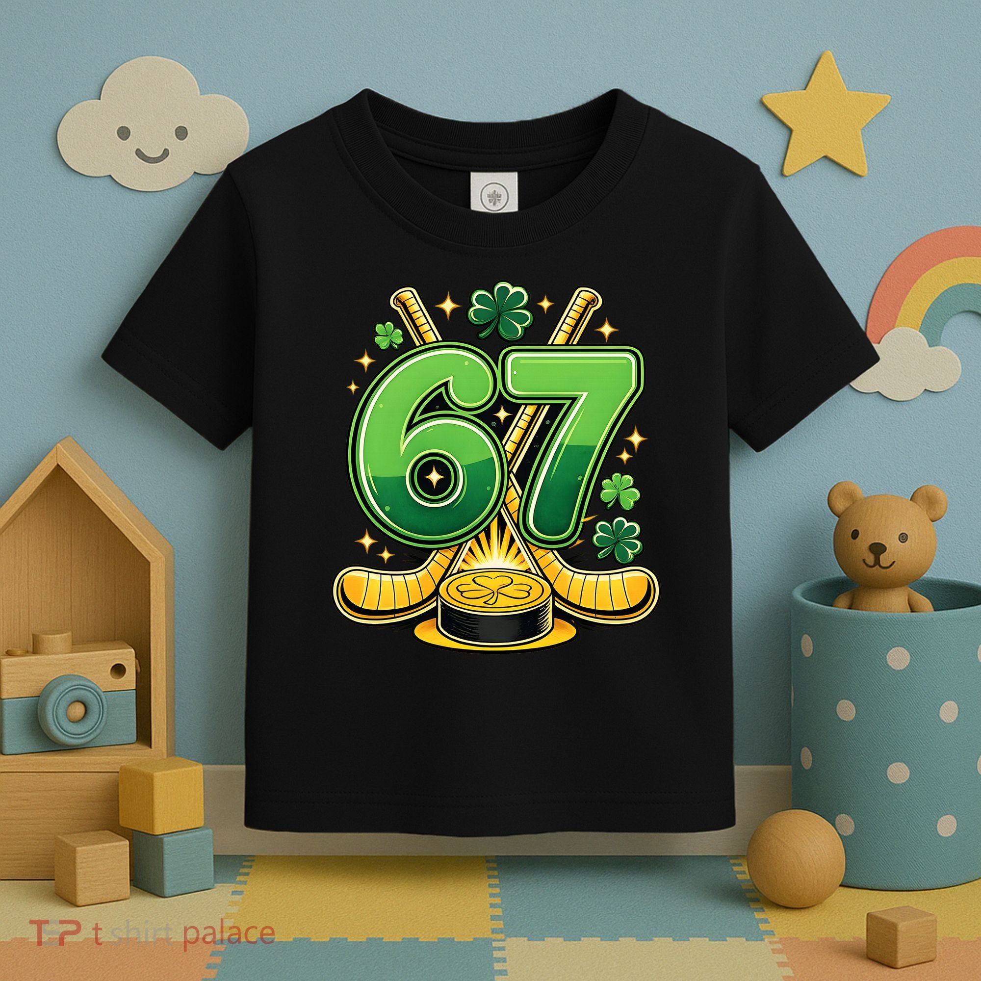 67 St Patricks Day Hockey Clover 6-7 Meme Toddler T-Shirt