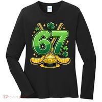 67 St Patricks Day Hockey Clover 6-7 Meme Women's Long Sleeve Shirt thumb 0