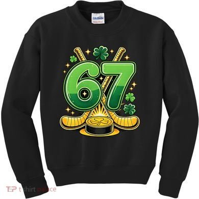 67 St Patricks Day Hockey Clover 6-7 Meme Kids Sweatshirt