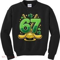 67 St Patricks Day Hockey Clover 6-7 Meme Kids Sweatshirt thumb 0