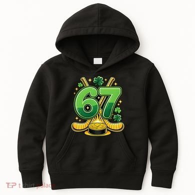 67 St Patricks Day Hockey Clover 6-7 Meme Kids Hoodie