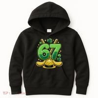 67 St Patricks Day Hockey Clover 6-7 Meme Kids Hoodie thumb 0
