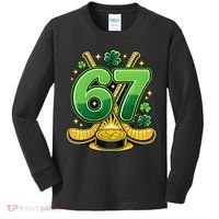 67 St Patricks Day Hockey Clover 6-7 Meme Kids Long Sleeve Shirt thumb 0