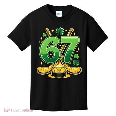 67 St Patricks Day Hockey Clover 6-7 Meme Kids T-Shirt