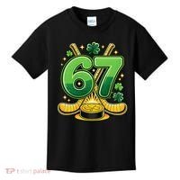67 St Patricks Day Hockey Clover 6-7 Meme Kids T-Shirt thumb 0