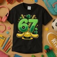 67 St Patricks Day Hockey Clover 6-7 Meme Kids T-Shirt thumb 3
