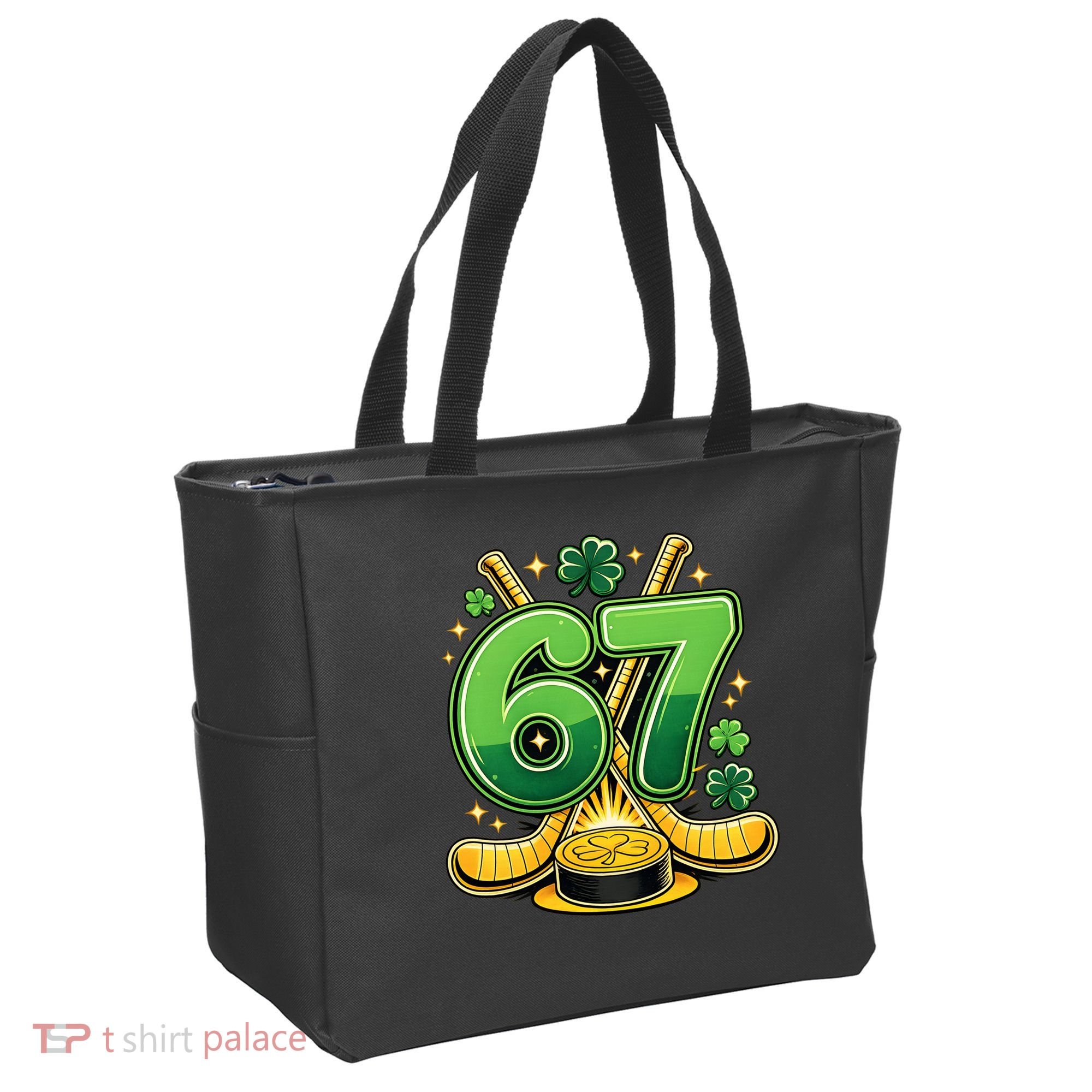 67 St Patricks Day Hockey Clover 6-7 Meme Tote Bag