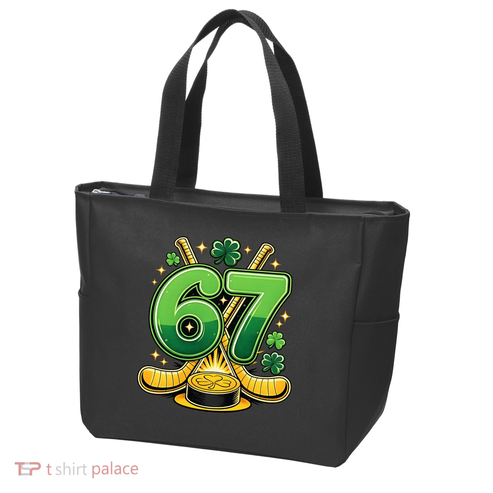 67 St Patricks Day Hockey Clover 6-7 Meme Tote Bag