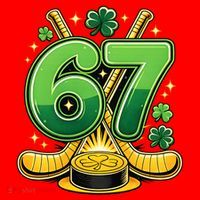 67 St Patricks Day Hockey Clover 6-7 Meme Santa Hat thumb 1
