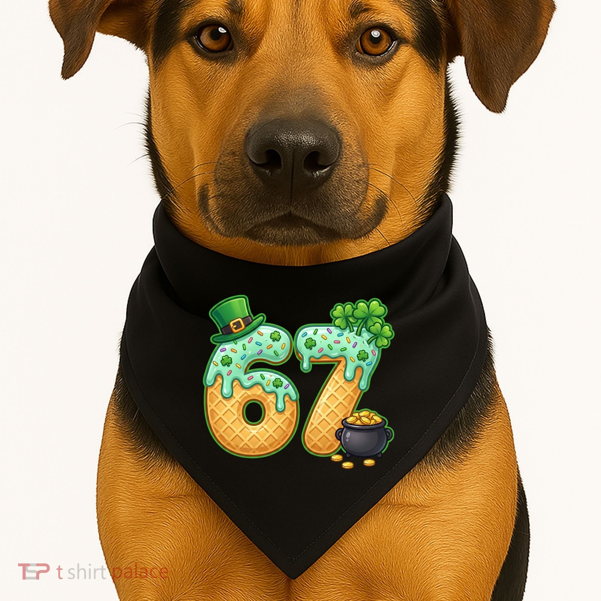 67 St Patricks Day 6-7 Meme Donut Ice Cream Drip USA-Made Doggie Bandana