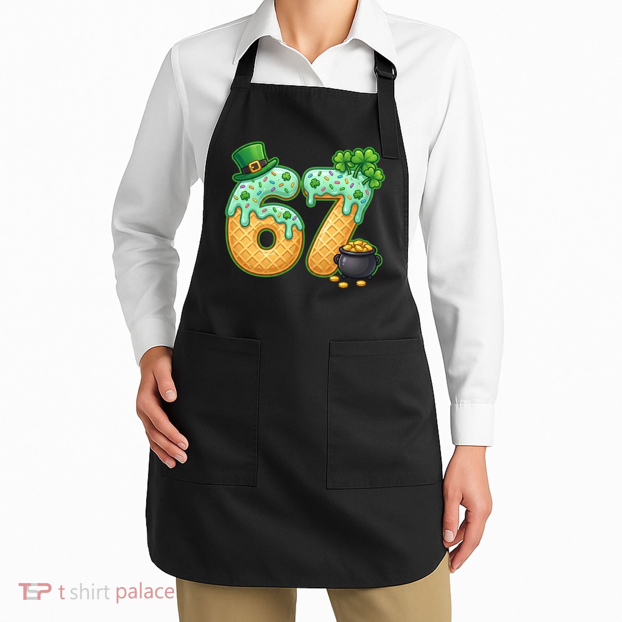 67 St Patricks Day 6-7 Meme Donut Ice Cream Drip Apron
