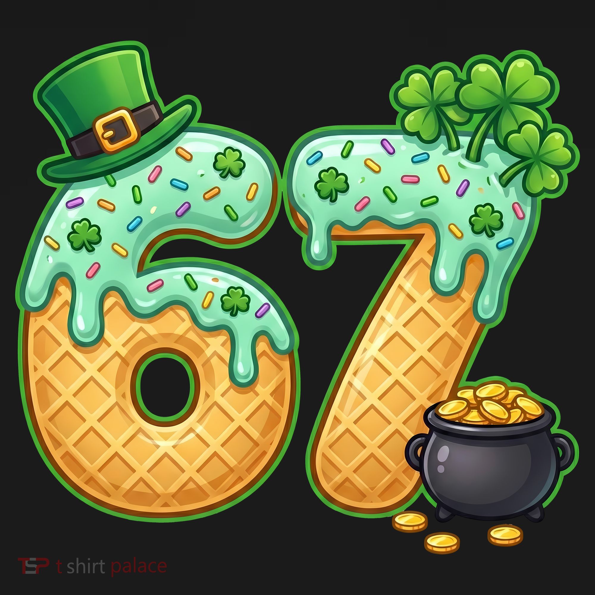 67 St Patricks Day 6-7 Meme Donut Ice Cream Drip Polo