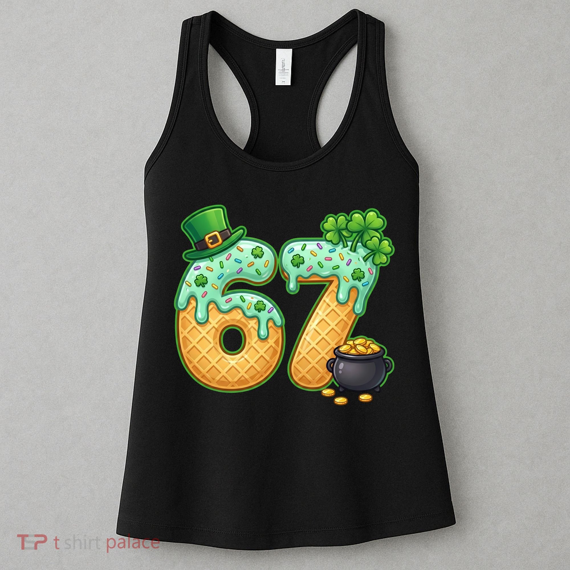 67 St Patricks Day 6-7 Meme Donut Ice Cream Drip Women's Tank Top