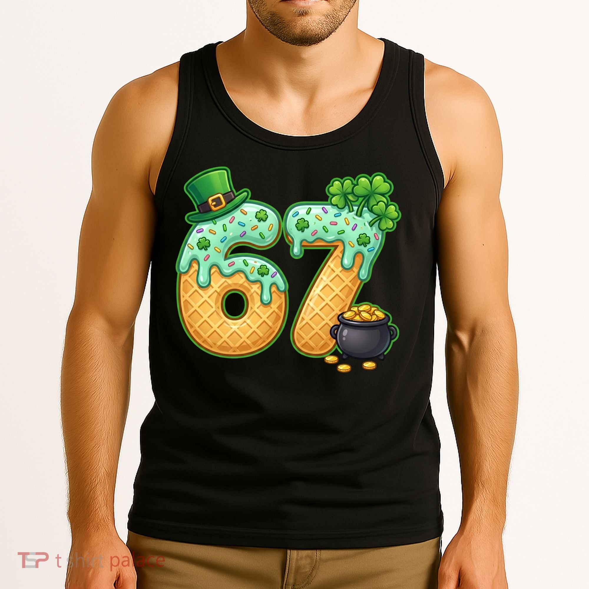 67 St Patricks Day 6-7 Meme Donut Ice Cream Drip Tank Top