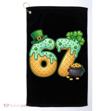 67 St Patricks Day 6-7 Meme Donut Ice Cream Drip Golf Towel