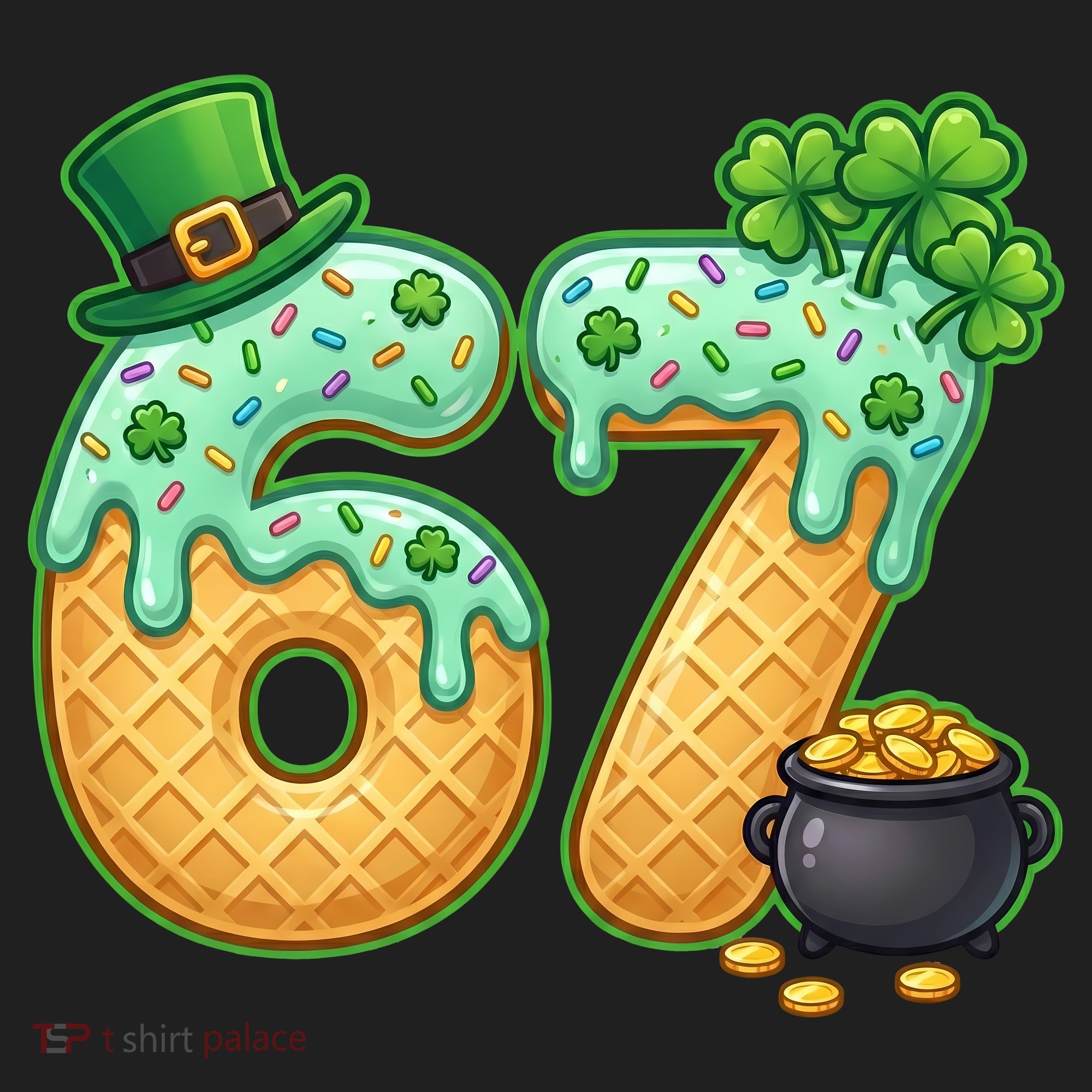 67 St Patricks Day 6-7 Meme Donut Ice Cream Drip Golf Towel