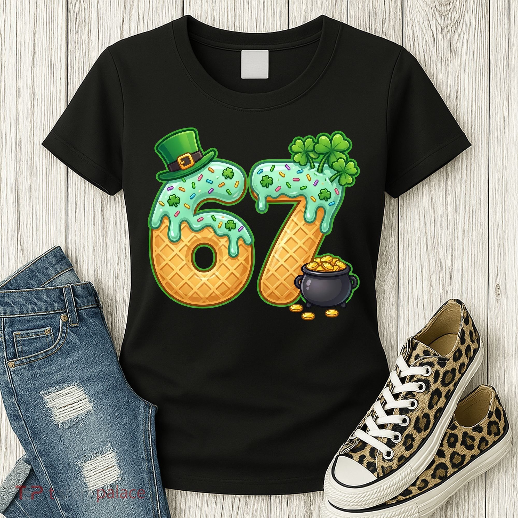 67 St Patricks Day 6-7 Meme Donut Ice Cream Drip Women's T-Shirt