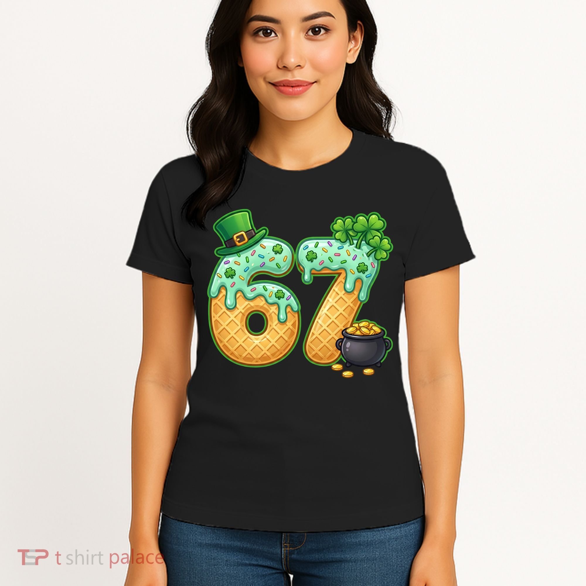 67 St Patricks Day 6-7 Meme Donut Ice Cream Drip Women's T-Shirt