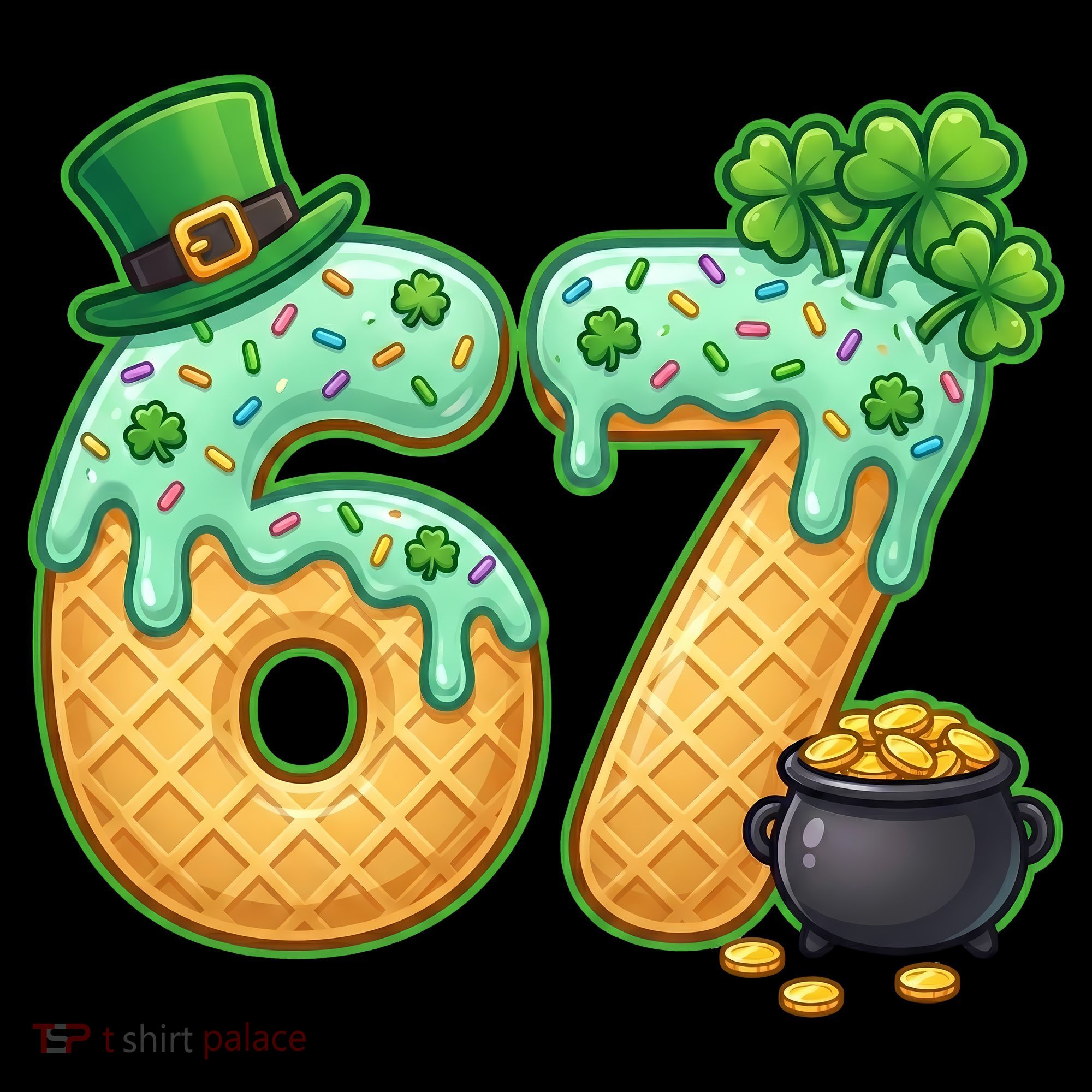 67 St Patricks Day 6-7 Meme Donut Ice Cream Drip Kids Sweatshirt