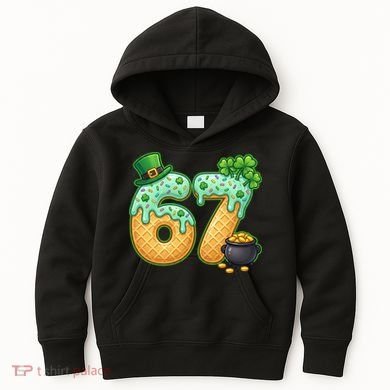 67 St Patricks Day 6-7 Meme Donut Ice Cream Drip Kids Hoodie