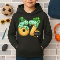 67 St Patricks Day 6-7 Meme Donut Ice Cream Drip Kids Hoodie thumb 2
