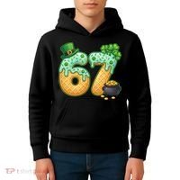67 St Patricks Day 6-7 Meme Donut Ice Cream Drip Kids Hoodie thumb 4