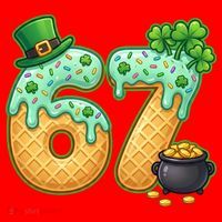 67 St Patricks Day 6-7 Meme Donut Ice Cream Drip Santa Hat thumb 1