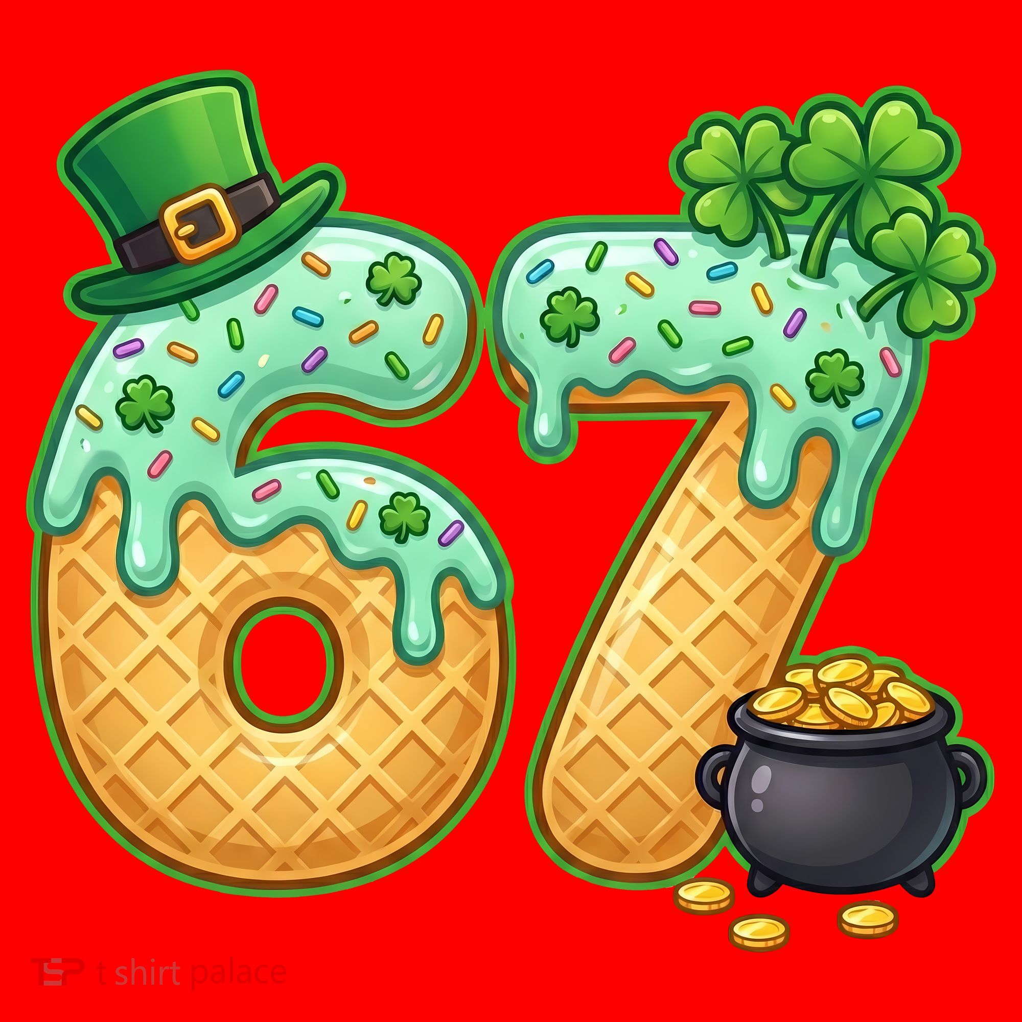 67 St Patricks Day 6-7 Meme Donut Ice Cream Drip Santa Hat