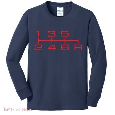 6 Speed Shift Knob Shirts Manual Car Lover Kids Long Sleeve Shirt