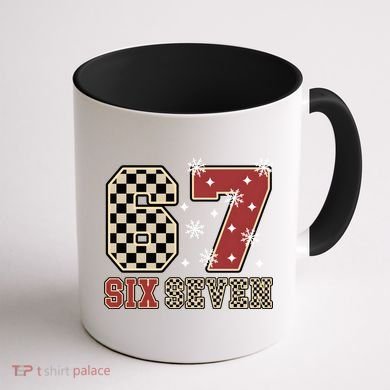67 Six Seven Number Meme Funny Festive Christmas Coffee Mug back