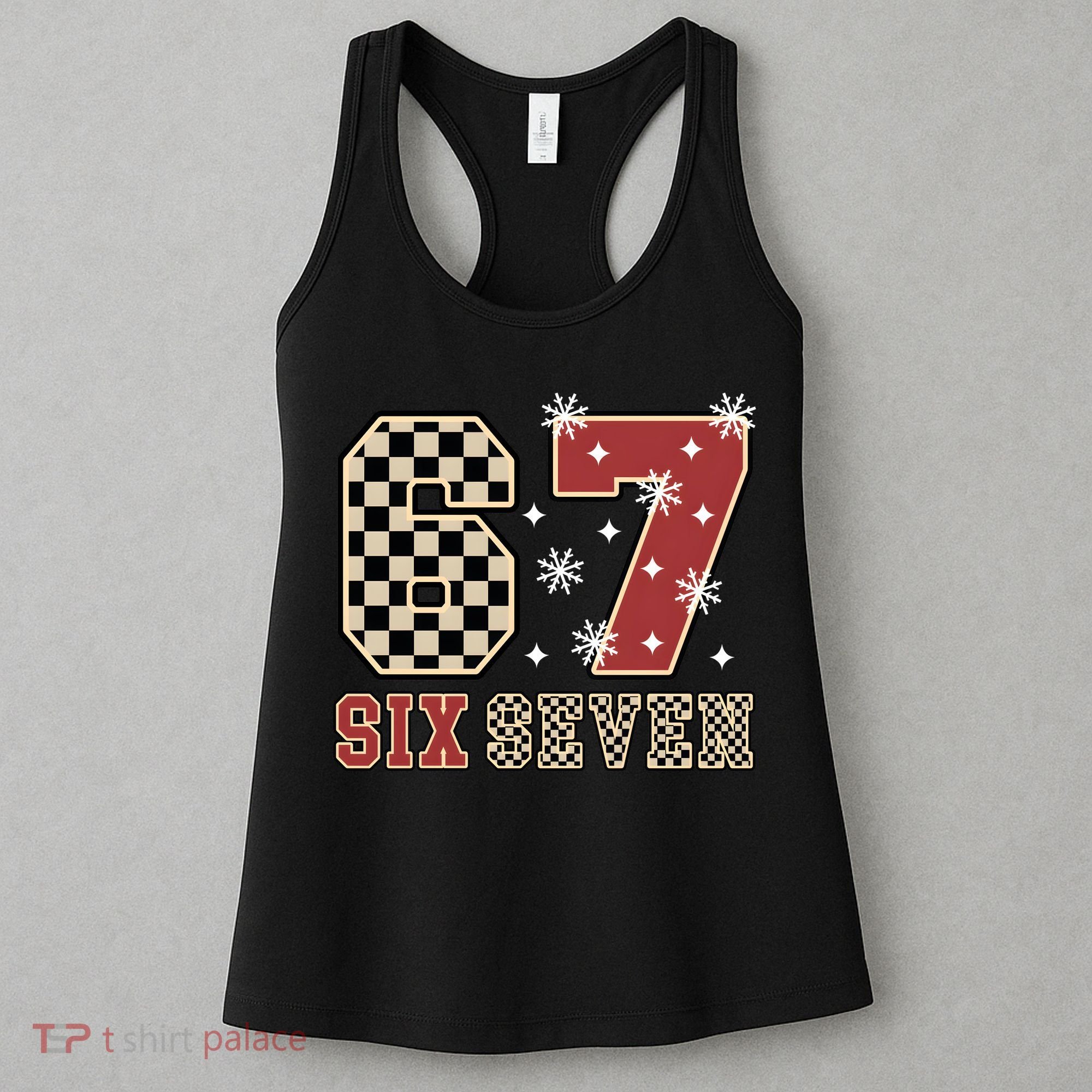 67 Six Seven Number Meme Funny Festive Christmas Women's Tank Top