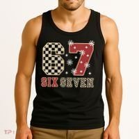 67 Six Seven Number Meme Funny Festive Christmas Tank Top thumb 3