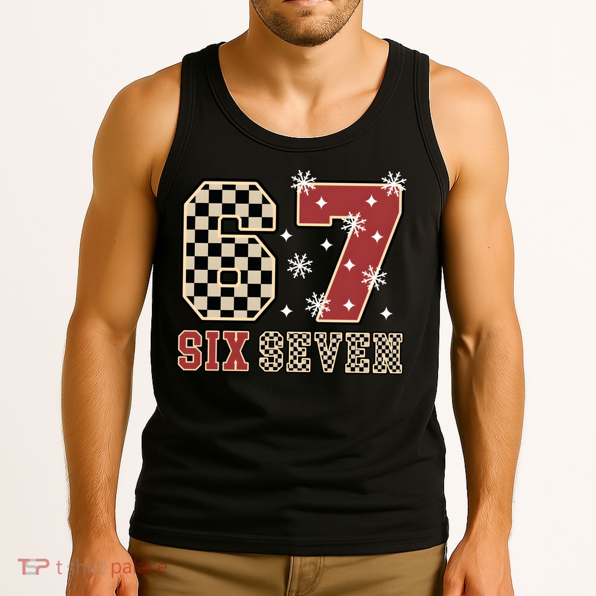 67 Six Seven Number Meme Funny Festive Christmas Tank Top