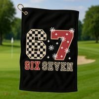 67 Six Seven Number Meme Funny Festive Christmas Golf Towel thumb 1