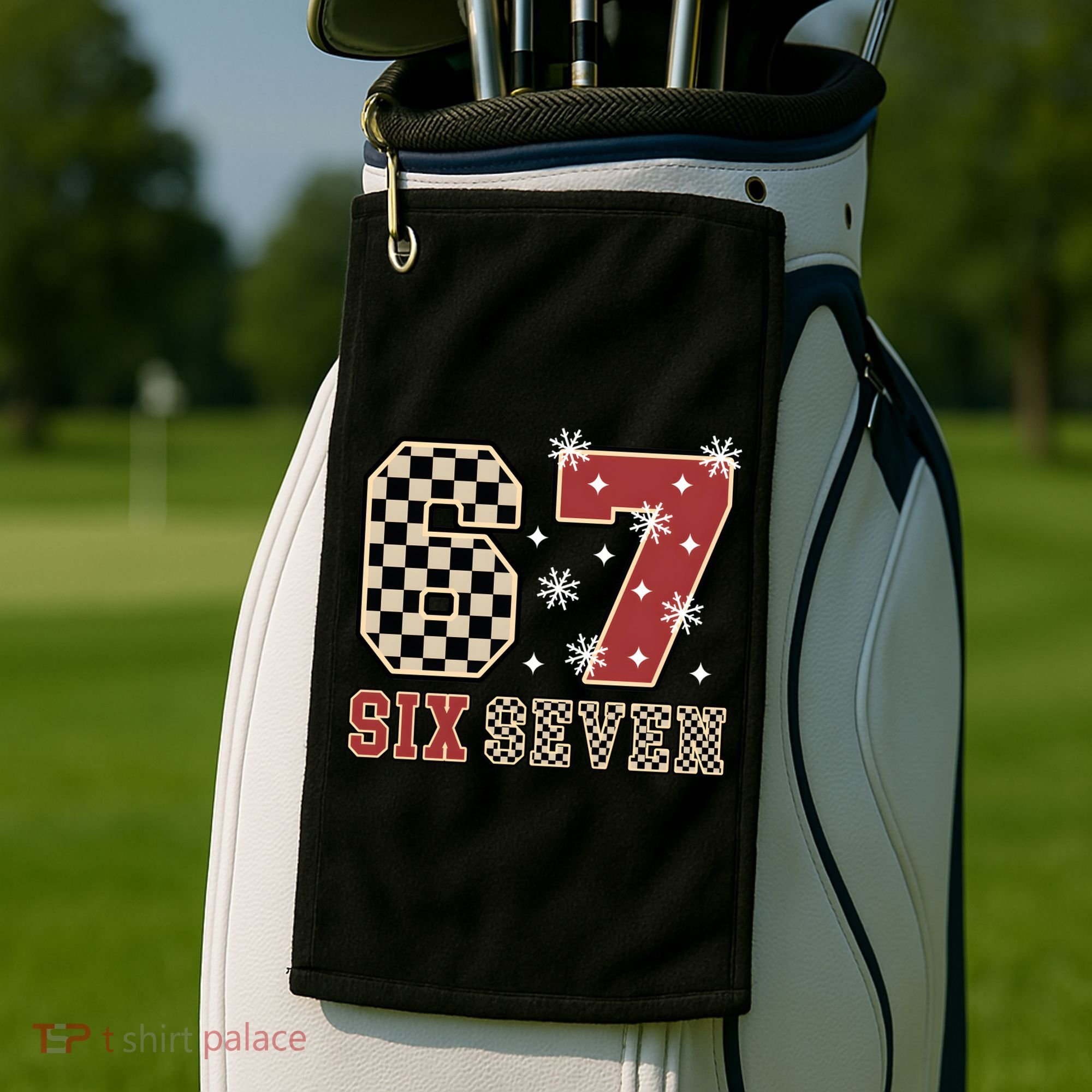 67 Six Seven Number Meme Funny Festive Christmas Golf Towel