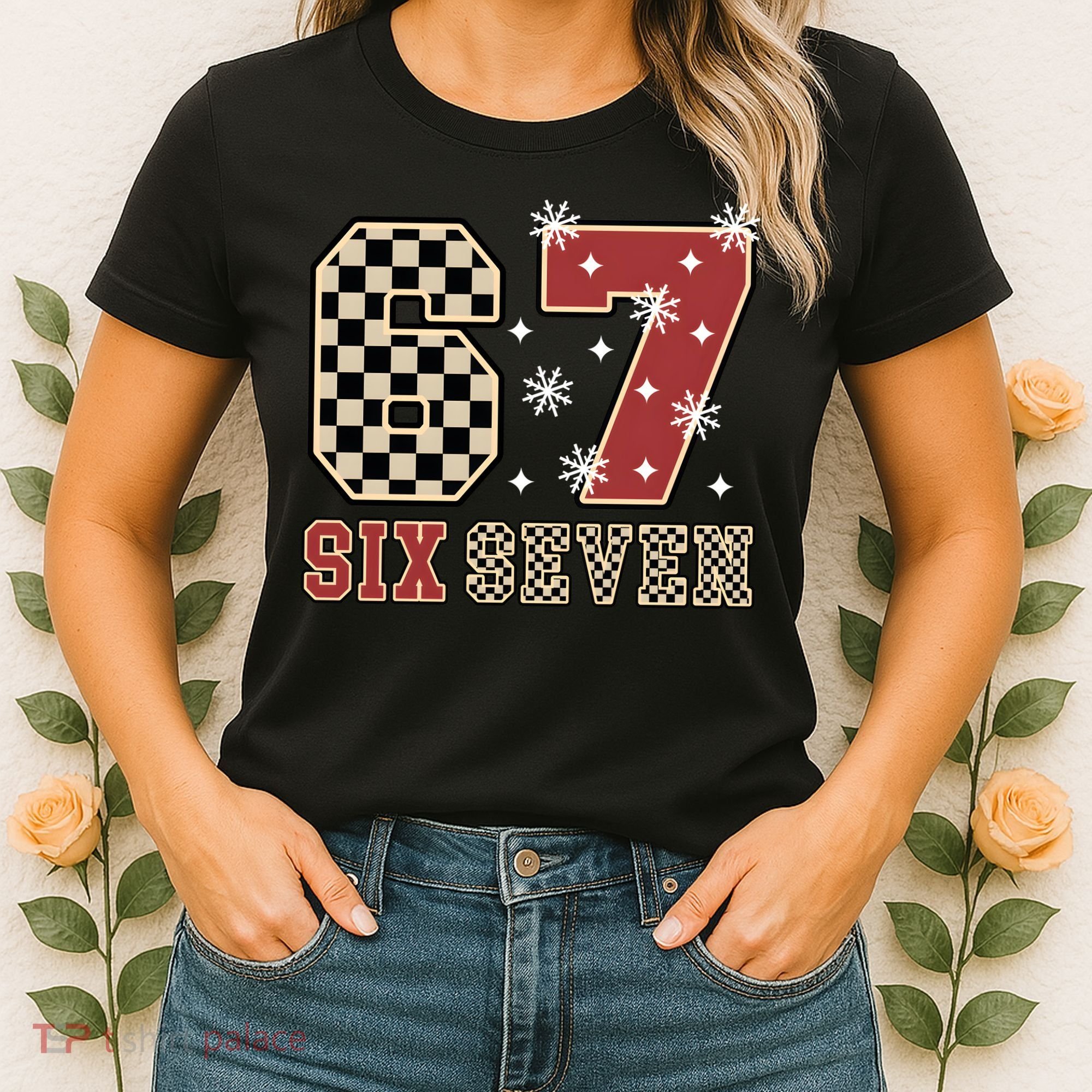 67 Six Seven Number Meme Funny Festive Christmas Women's T-Shirt