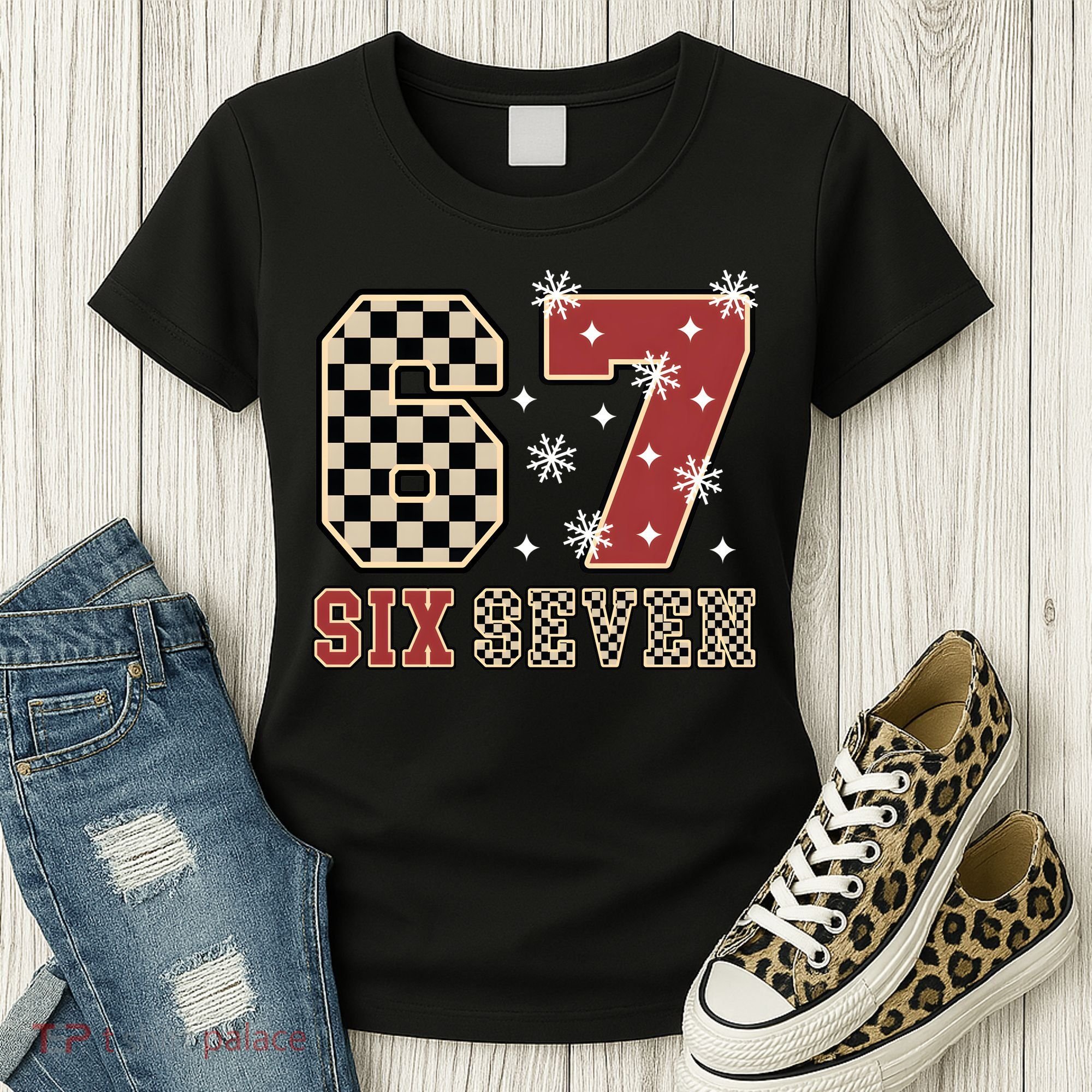 67 Six Seven Number Meme Funny Festive Christmas Women's T-Shirt