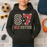 67 Six Seven Number Meme Funny Festive Christmas Kids Hoodie thumb 2