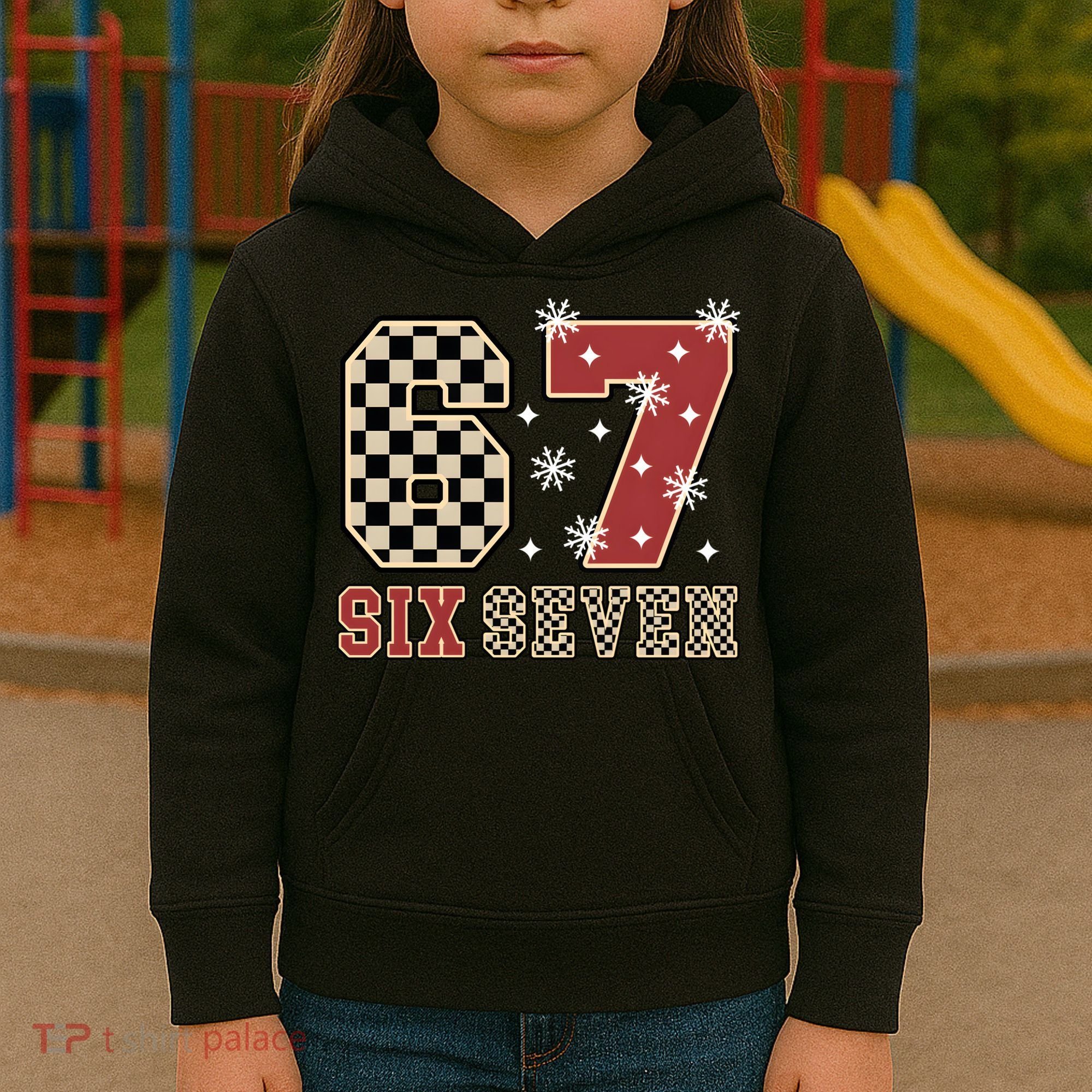 67 Six Seven Number Meme Funny Festive Christmas Kids Hoodie