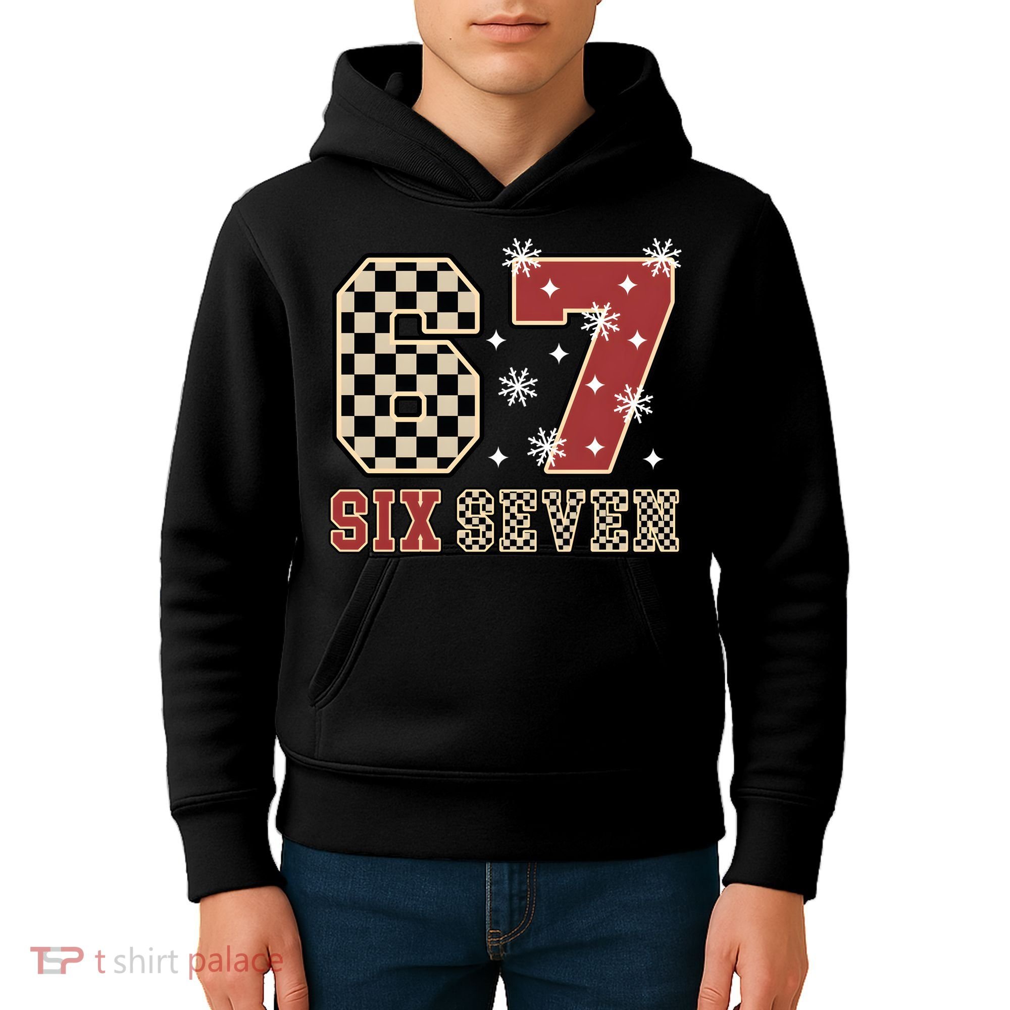 67 Six Seven Number Meme Funny Festive Christmas Kids Hoodie
