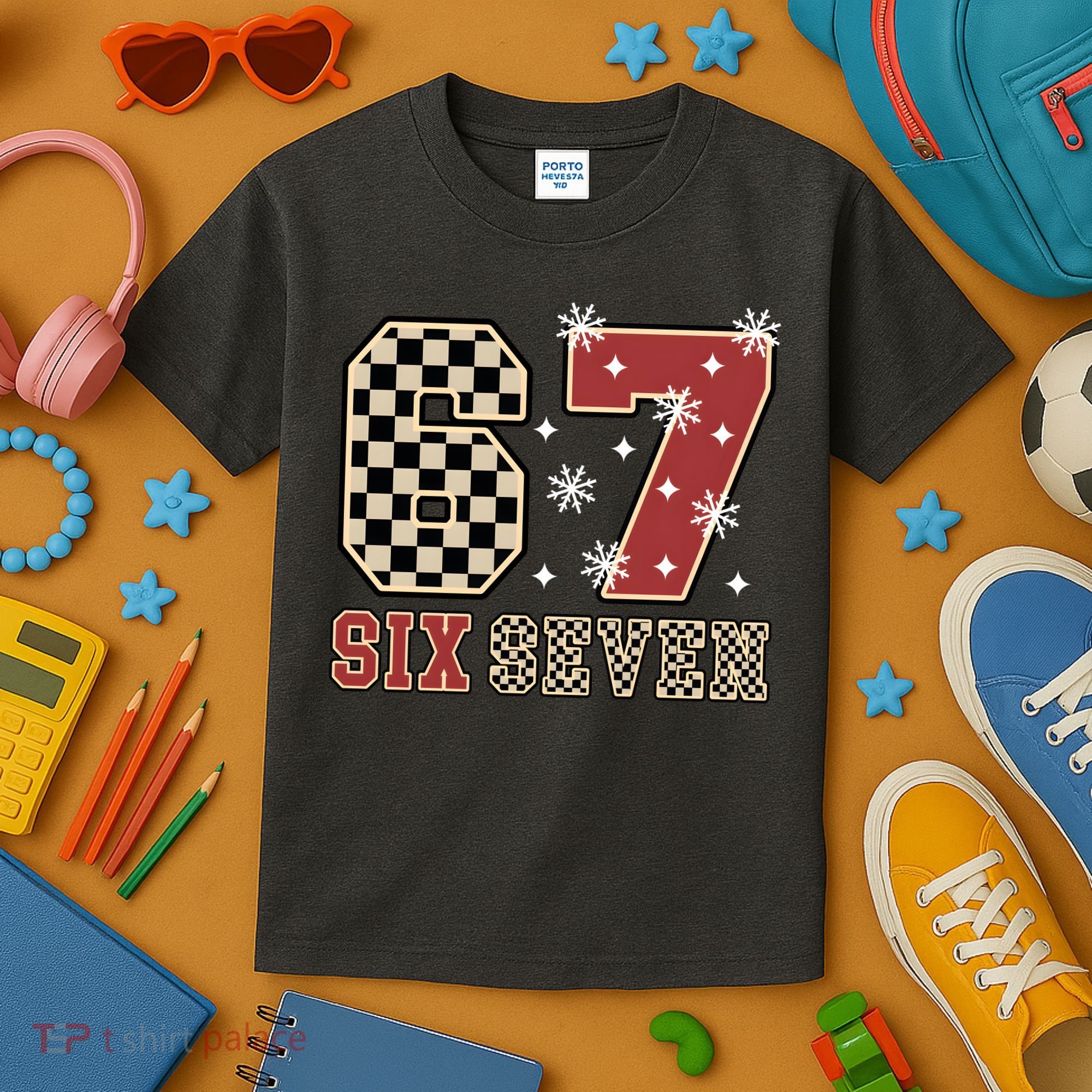 67 Six Seven Number Meme Funny Festive Christmas Kids T-Shirt
