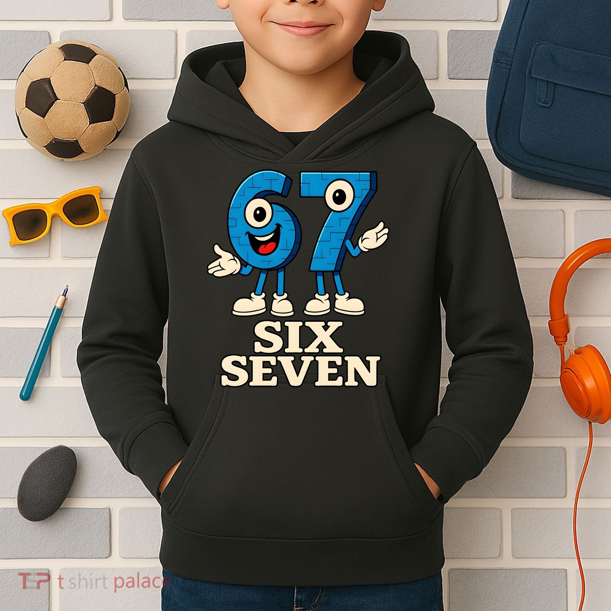 67 Six Seven 6-7 Meme Italian Brainrot Gaming Kids Hoodie