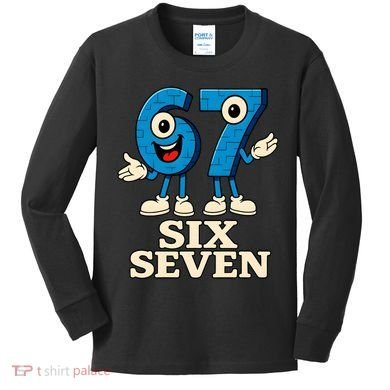 67 Six Seven 6-7 Meme Italian Brainrot Gaming Kids Long Sleeve Shirt