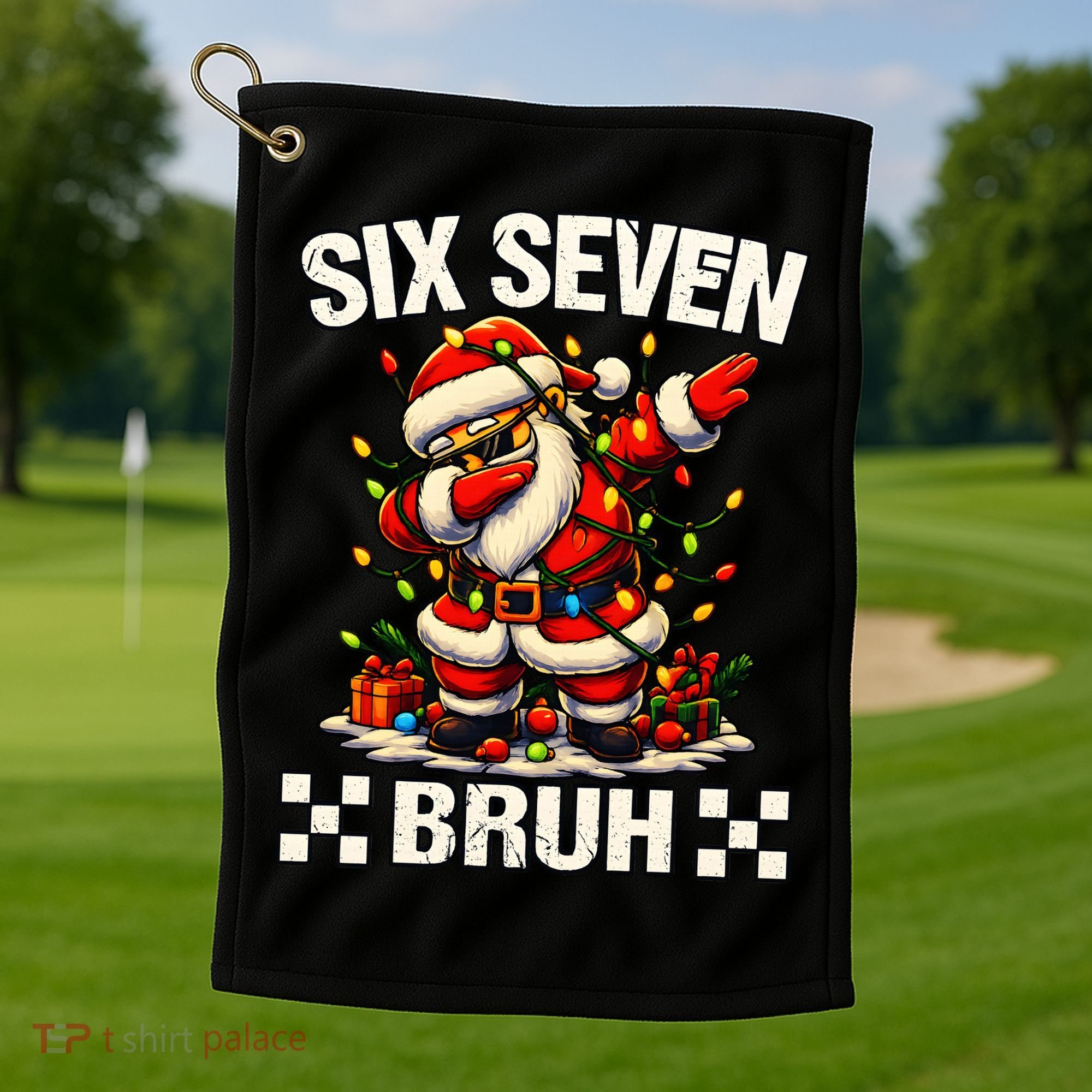 67 Six Seven Bruh Funny Christmas 6-7 Meme Golf Towel