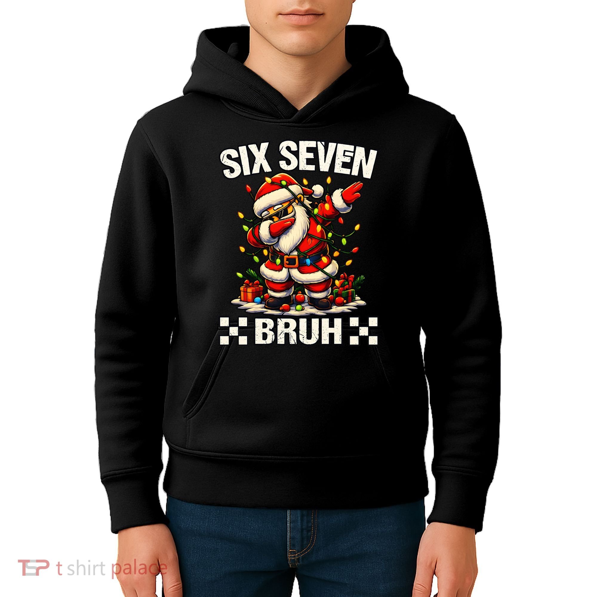 67 Six Seven Bruh Funny Christmas 6-7 Meme Kids Hoodie